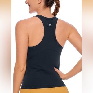 CRZ Yoga Racerback Butterluxe Tank Top in True Navy with built in bra Sz S NWT